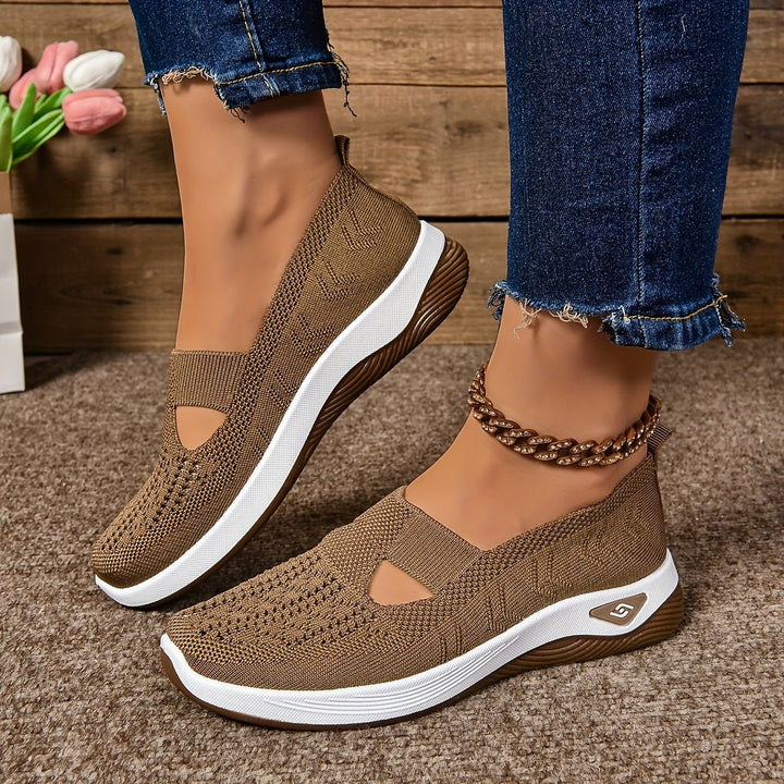 Women's Orthopedic Slip-On Comfortable Sandals Knit Sneakers - Brown