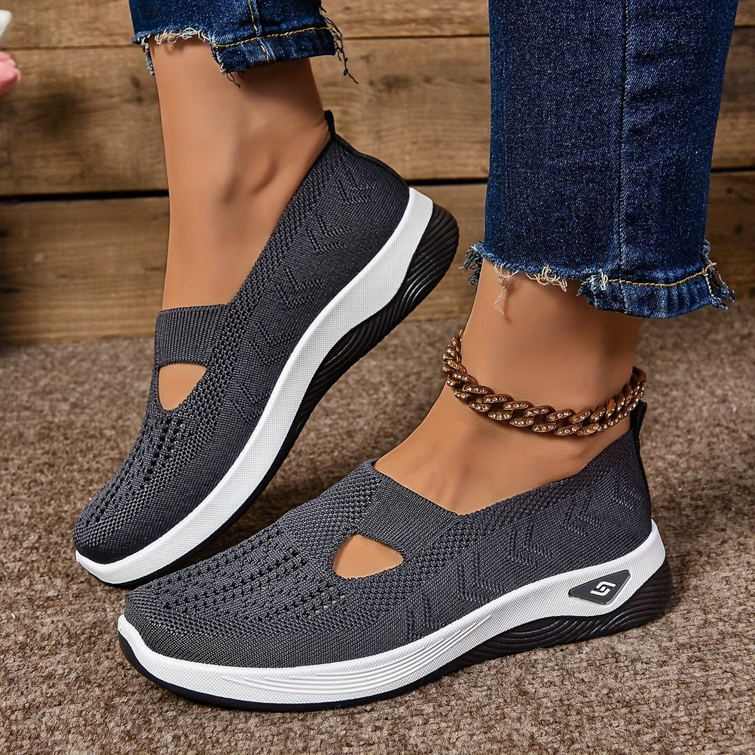 Women's Orthopedic Slip-On Comfortable Sandals Knit Sneakers - Dark Gray