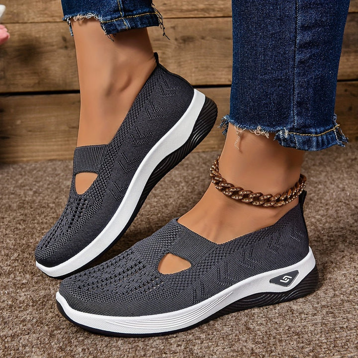 Women's Orthopedic Slip-On Comfortable Sandals Knit Sneakers - Dark Gray