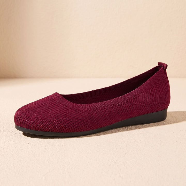 Women's Orthopedic Slip-On Knit Ballet Flats - Bordeaux