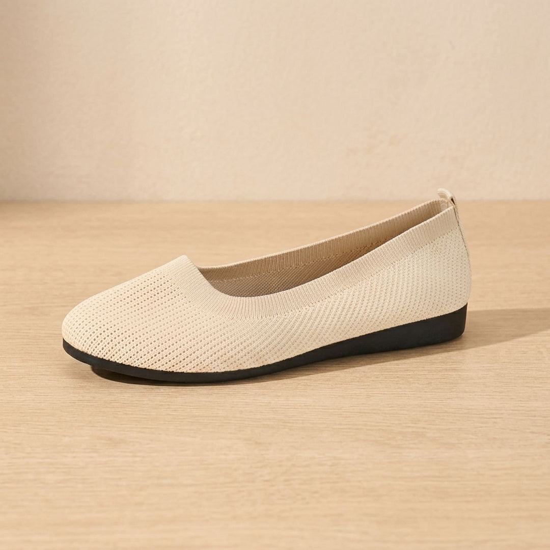 Women's Orthopedic Slip-On Knit Ballet Flats - Cream