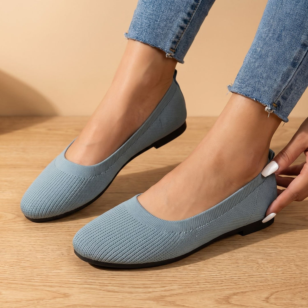 Women's Orthopedic Slip-On Knit Ballet Flats - Light Blue