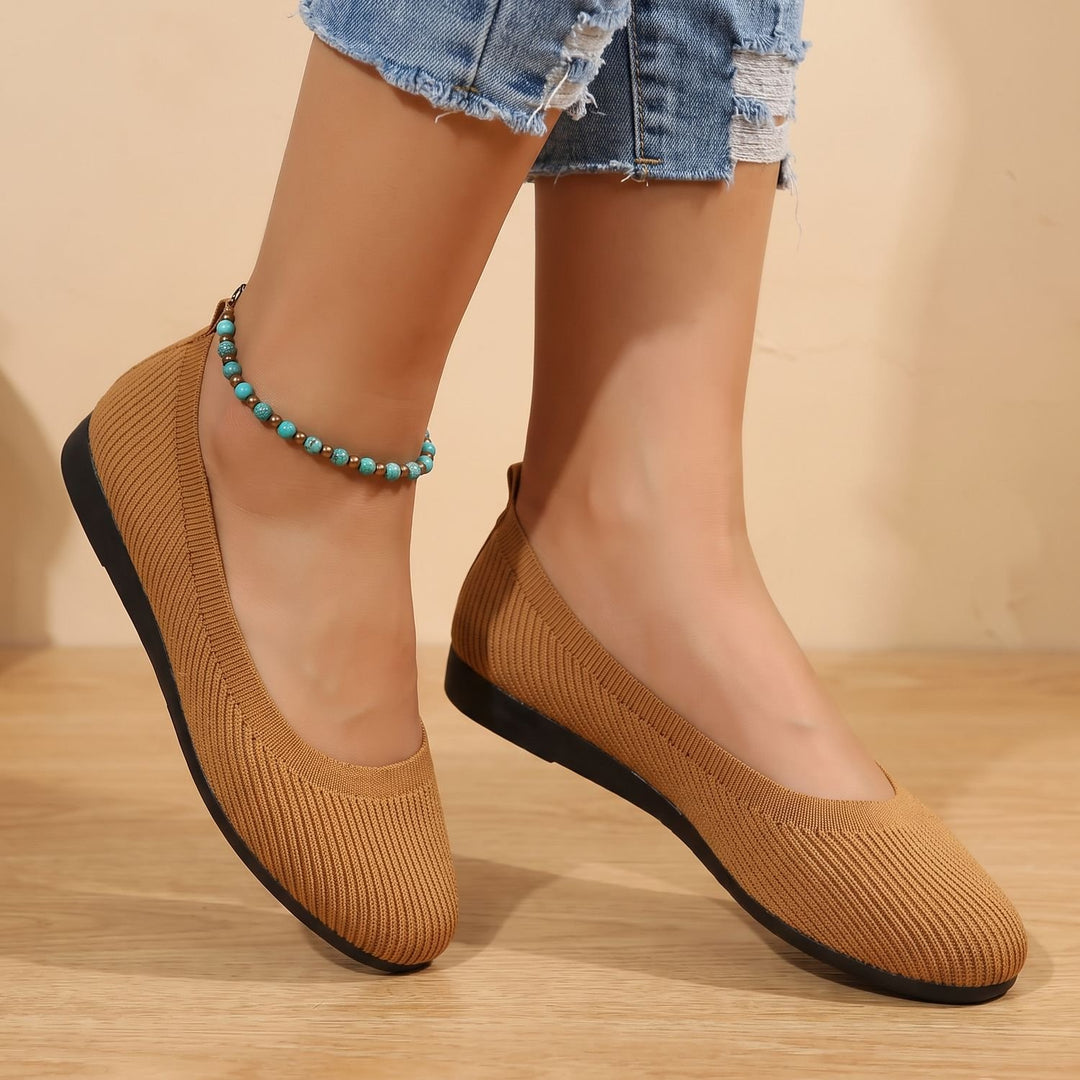 Women's Orthopedic Slip-On Knit Ballet Flats - Chocolate