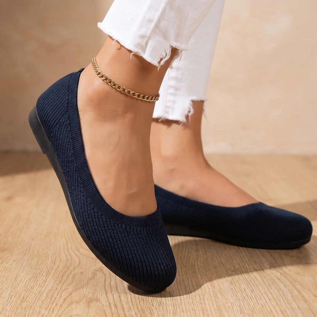 Women's Orthopedic Slip-On Knit Ballet Flats - Navy Blue