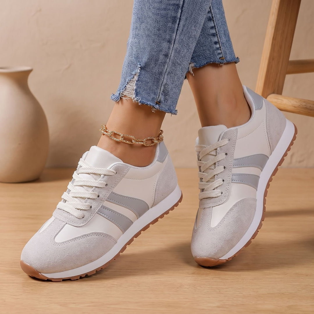 Women's Orthopedic Two-Tone Retro Lace-Up Sneakers - Gray
