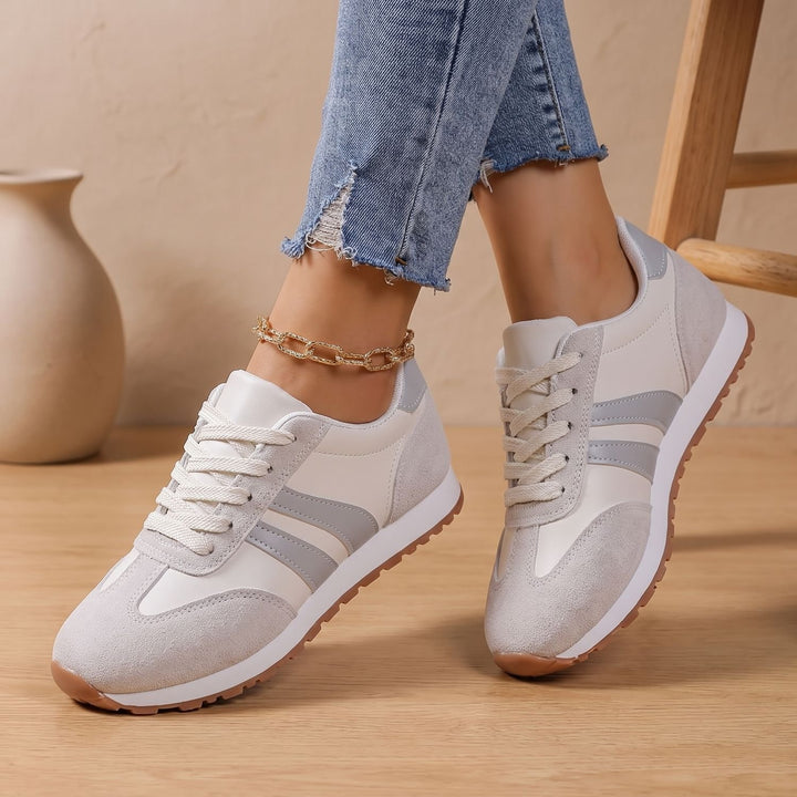 Women's Orthopedic Two-Tone Retro Lace-Up Sneakers - Gray