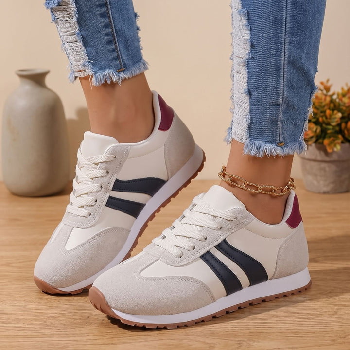 Women's Orthopedic Two-Tone Retro Lace-Up Sneakers - Navy