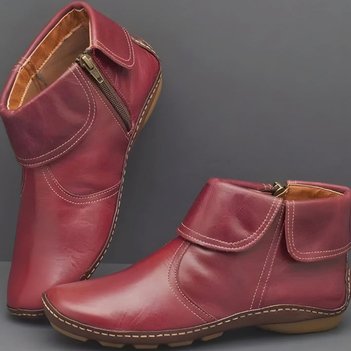Women's Orthopedic Waterproof Side-Zip Ankle Boots - Red