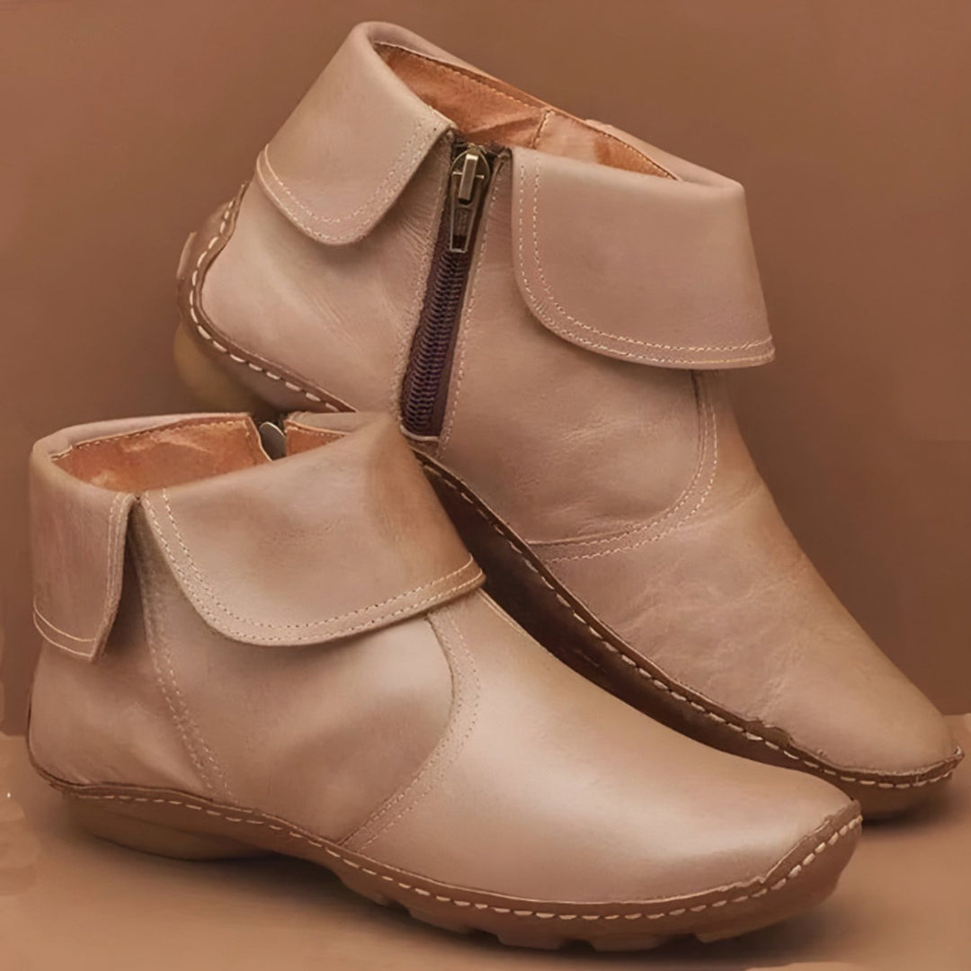Women's Orthopedic Waterproof Side-Zip Ankle Boots - Beige