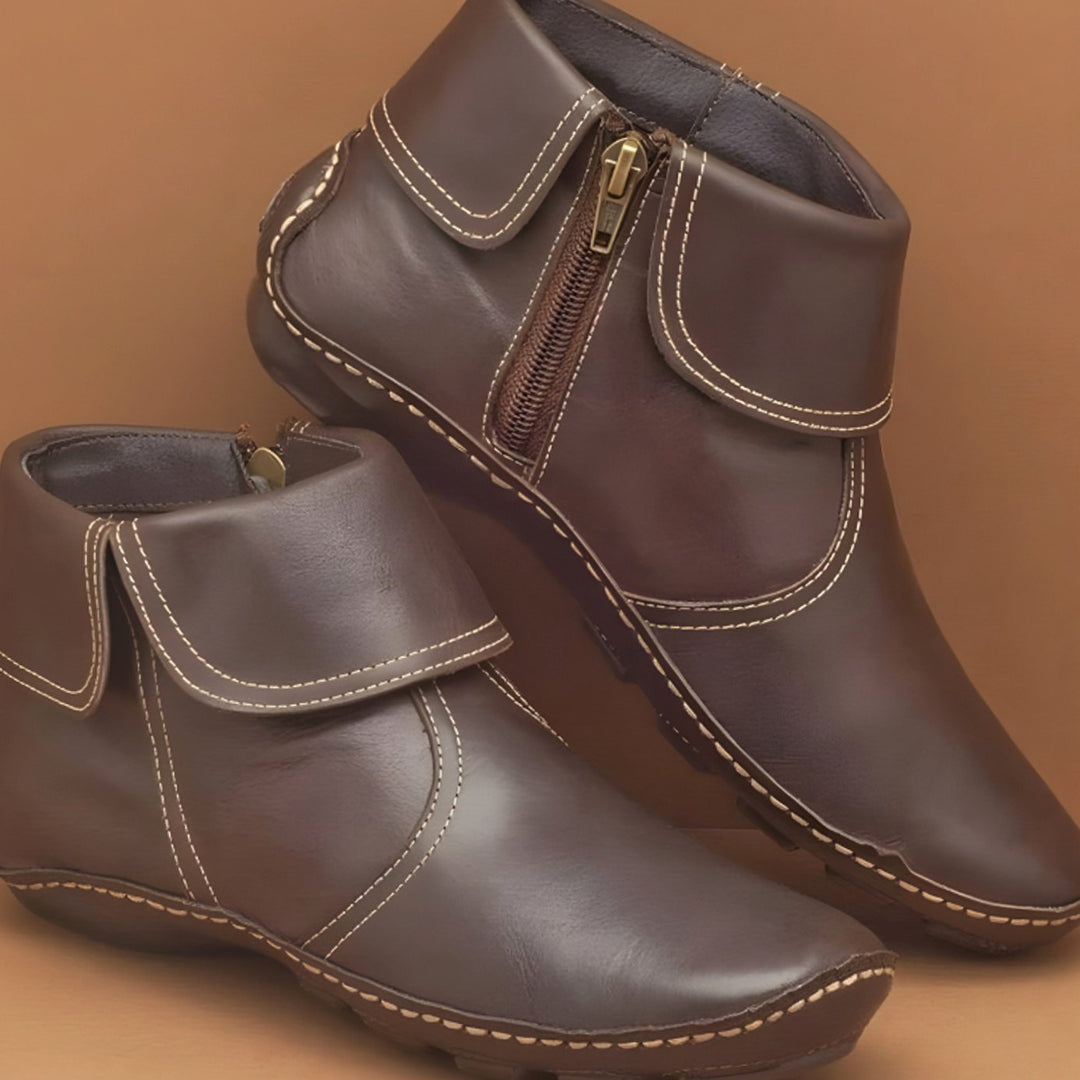 Women's Orthopedic Waterproof Side-Zip Ankle Boots - Brown