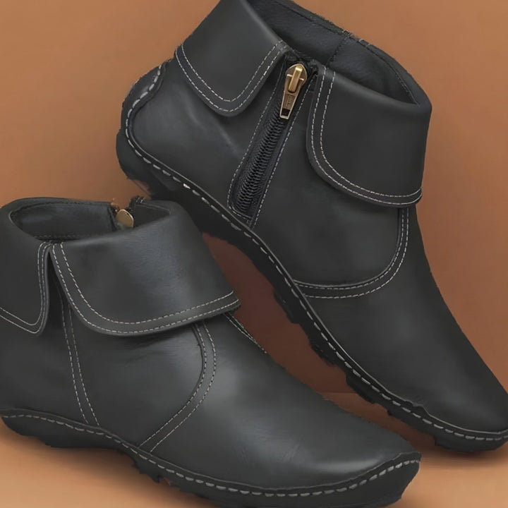 Women's Orthopedic Waterproof Side-Zip Ankle Boots - Black