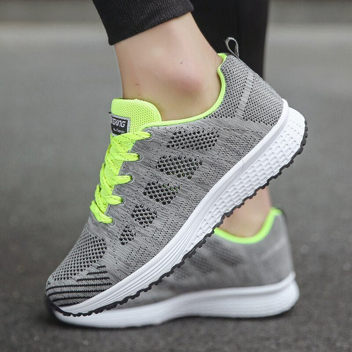 Women's Orthopedic Wide Toe Box Breathable Mesh Lace-Up Sneakers - Green