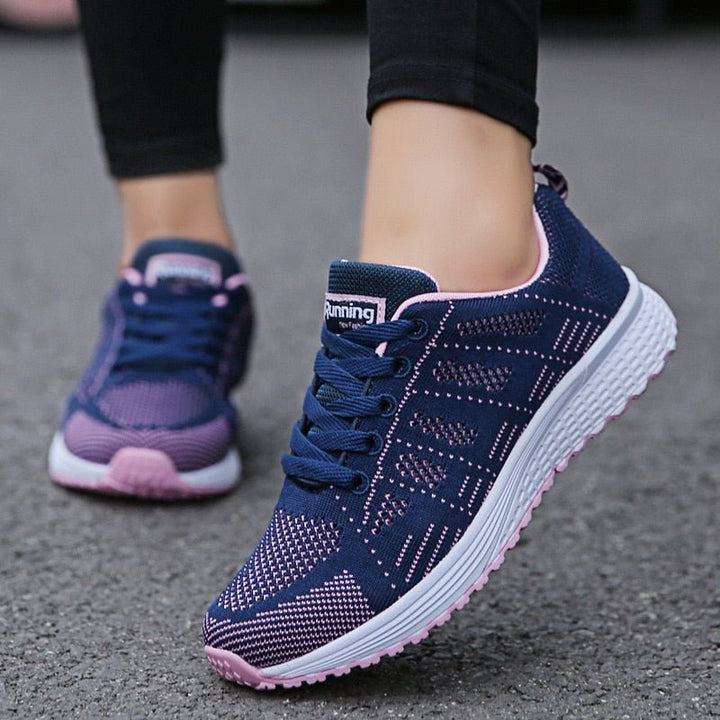 Women's Orthopedic Wide Toe Box Breathable Mesh Lace-Up Sneakers - Blue