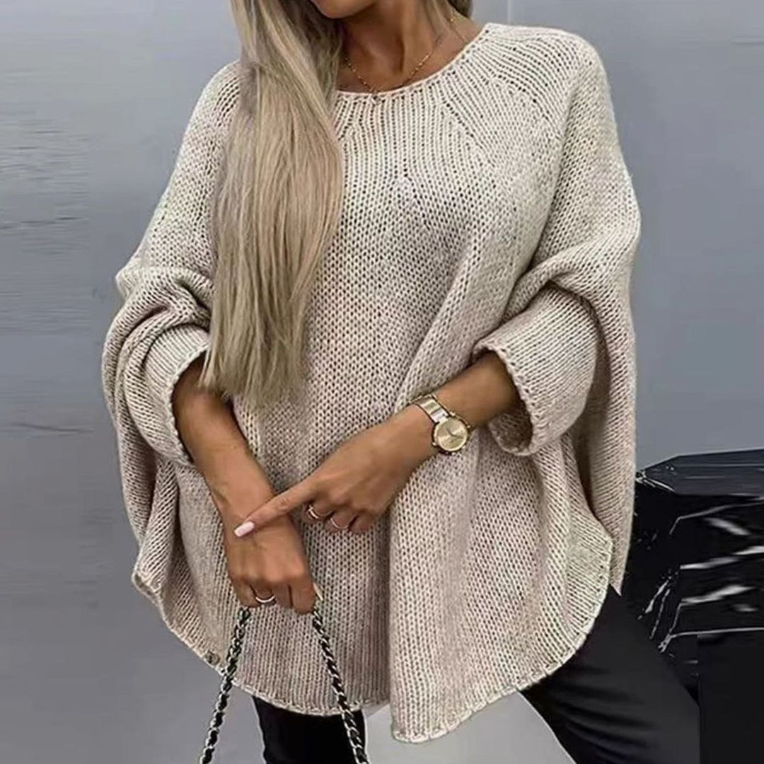 Women's Oversized Batwing-Sleeve Chunky Knitted Sweater - Off White