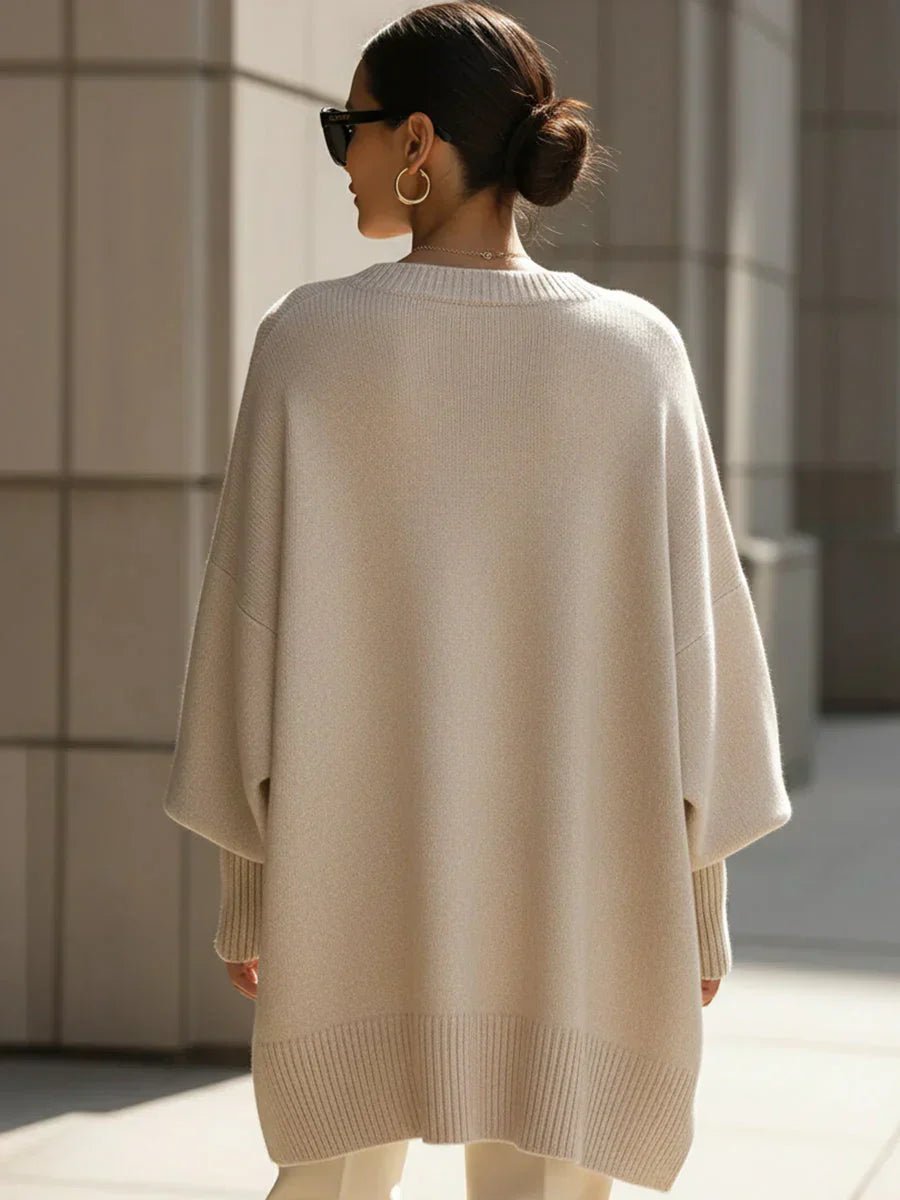 Women's Oversized Batwing-Sleeve Knit Pullover Sweater
