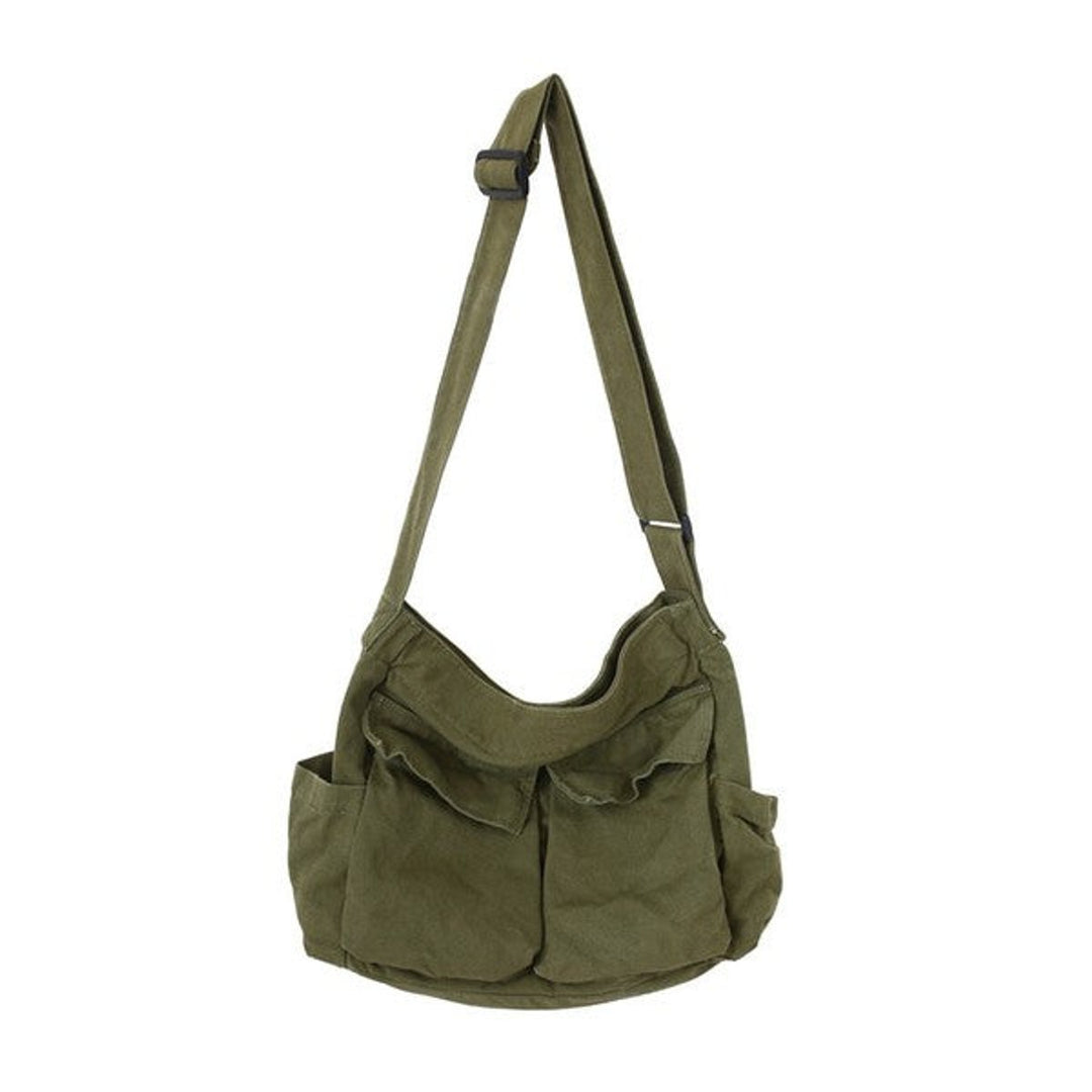 Women's Oversized Black Canvas Tote Bag Messenger Shoulder Bag
