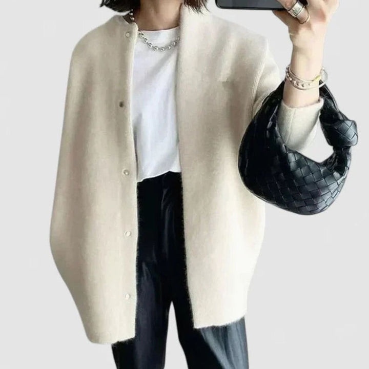 Women's Oversized Button-Front Knit Cardigan Sweater, Khaki
