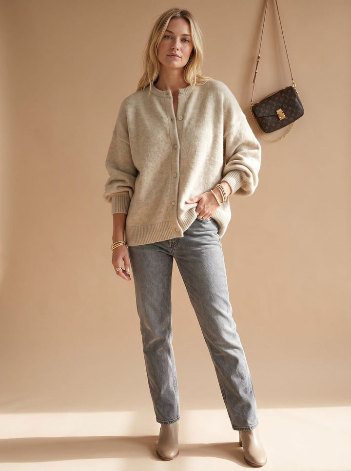 Women's Oversized Button-Up Knit Cardigan Sweater