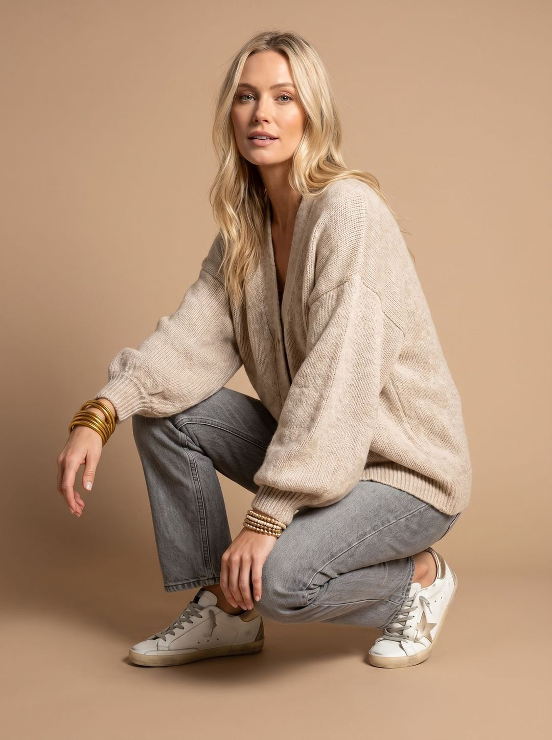 Women's Oversized Button-Up Knit Cardigan Sweater