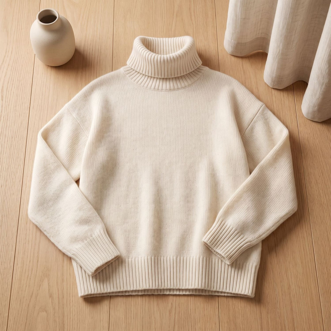 Women's Oversized Cashmere-Blend Turtleneck Sweater - Beige
