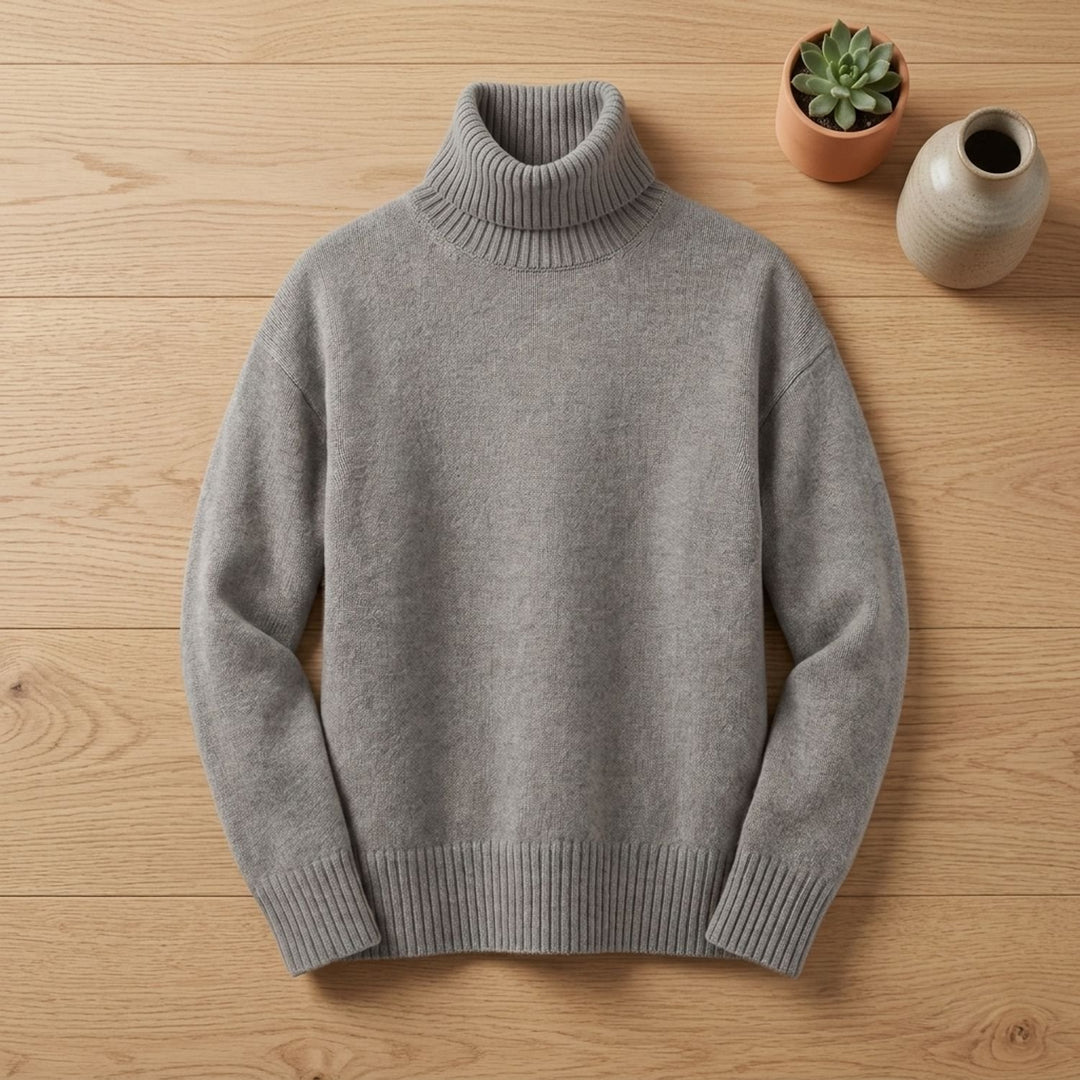 Women's Oversized Cashmere-Blend Turtleneck Sweater - Gray