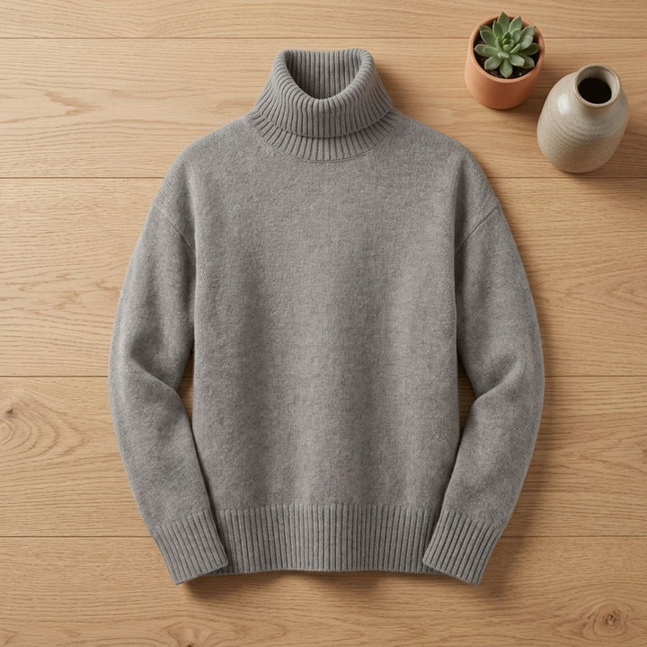 Women's Oversized Cashmere-Blend Turtleneck Sweater - Gray