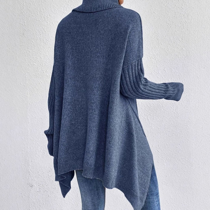 Women's Oversized Cashmere Turtleneck Sweater High-Low Hem