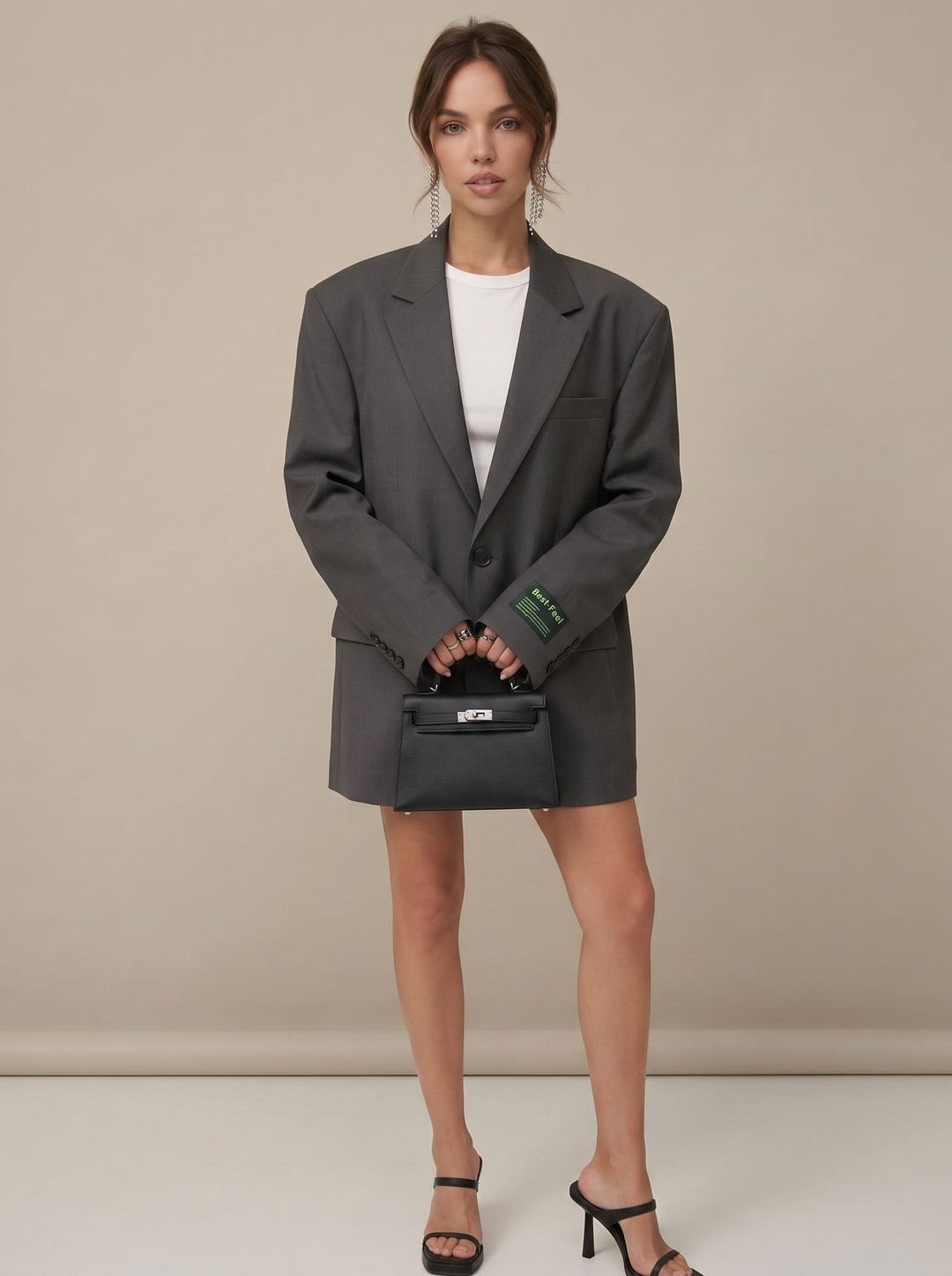 Women's Oversized Classic Notch-Lapel Tailored Blazer