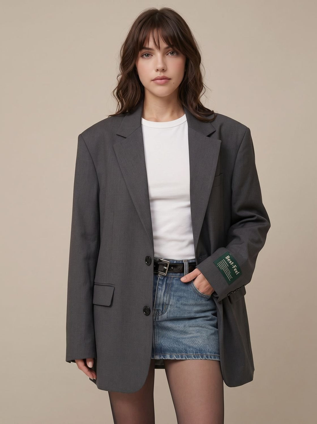 Women's Oversized Classic Notch-Lapel Tailored Blazer