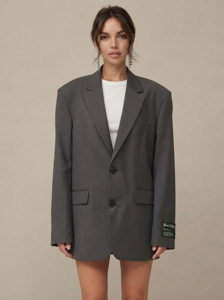 Women's Oversized Classic Notch-Lapel Tailored Blazer