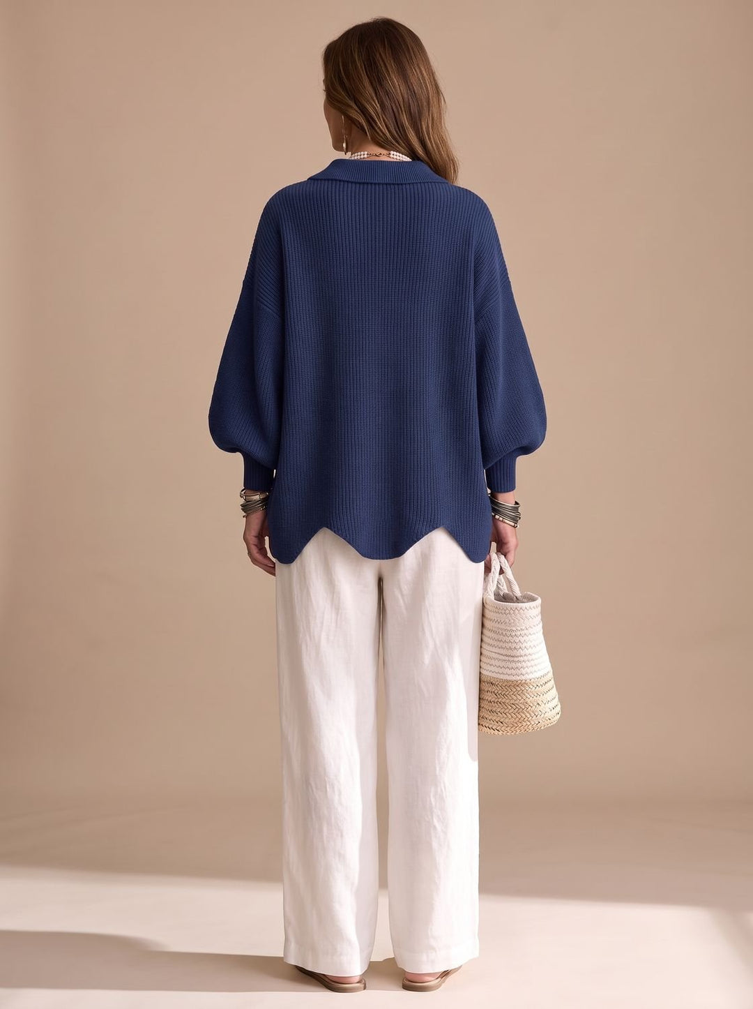 Women's Oversized Collared Knit Cardigan Gold Button