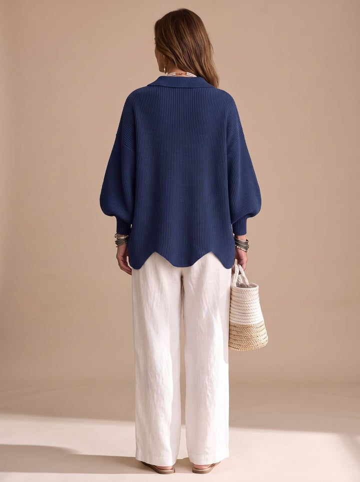Women's Oversized Collared Knit Cardigan Gold Button