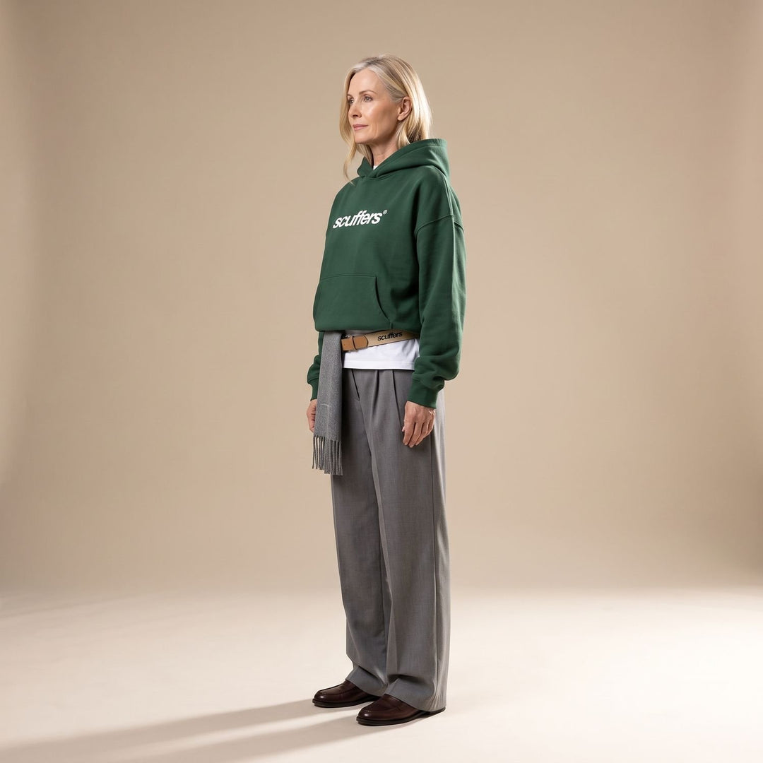 Women's Oversized Cotton-Blend Graphic Pullover Hoodie