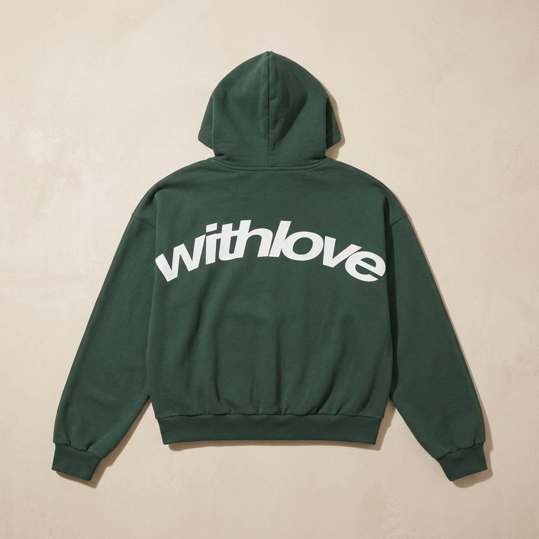 Women's Oversized Cotton-Blend Graphic Pullover Hoodie - Green