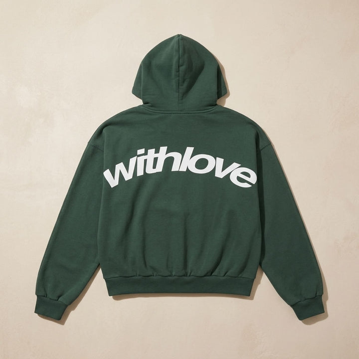 Women's Oversized Cotton-Blend Graphic Pullover Hoodie - Green