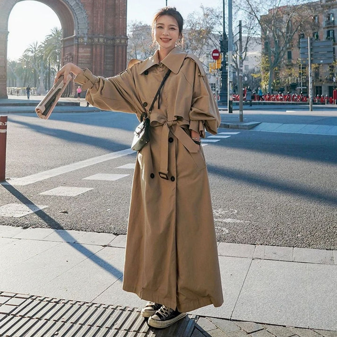 Women's Oversized Double-Breasted Maxi Trench Coat