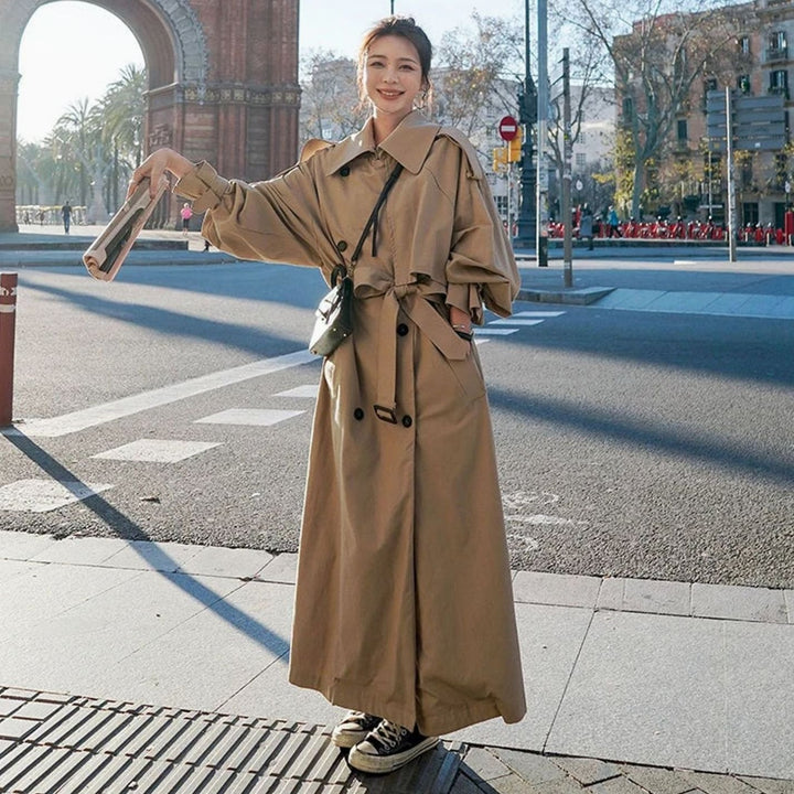 Women's Oversized Double-Breasted Maxi Trench Coat