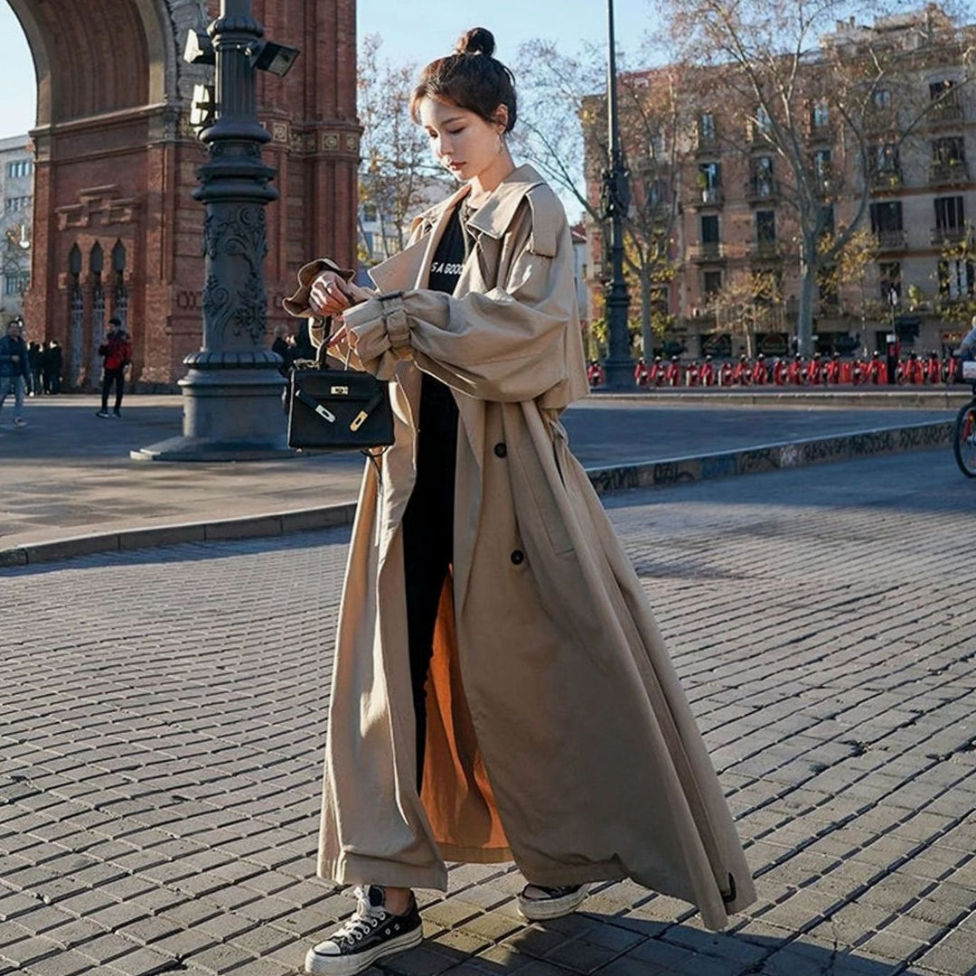 Women's Oversized Double-Breasted Maxi Trench Coat