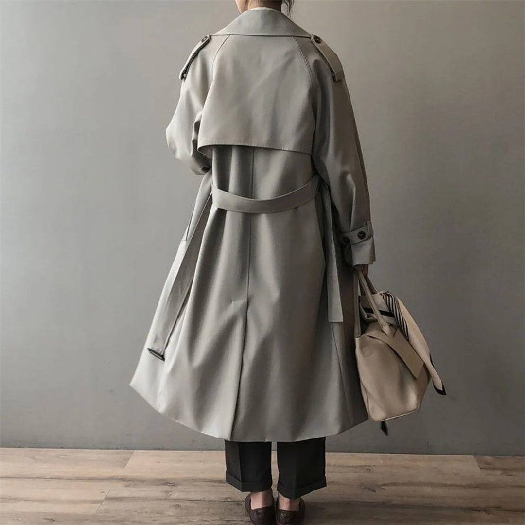 Women's Oversized Double-Breasted Water-Repellent Long Trench Coat
