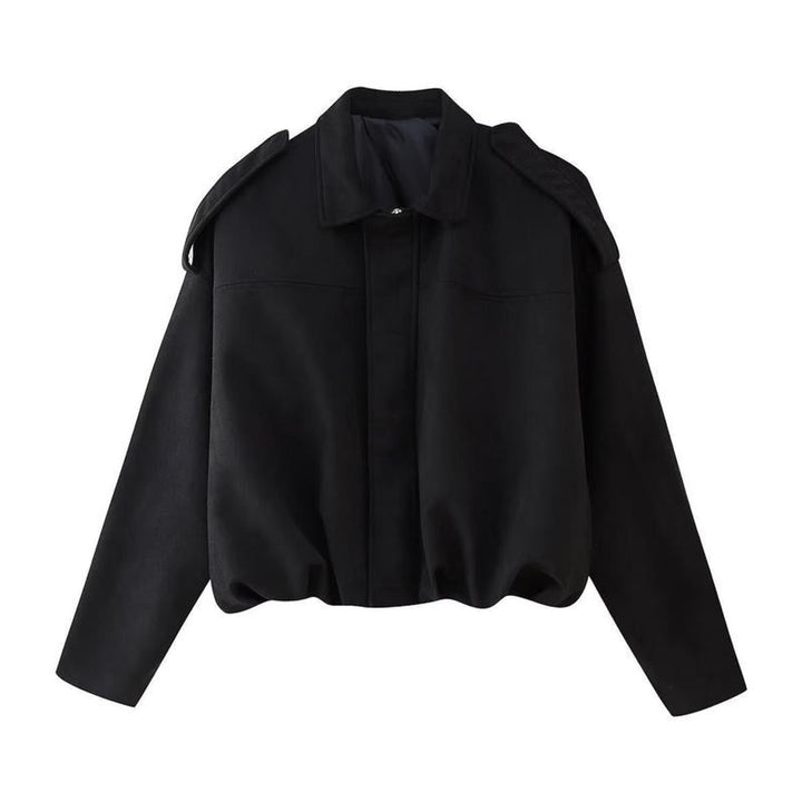 Women's Oversized Faux Suede Vintage-Inspired Bomber Jacket - Black