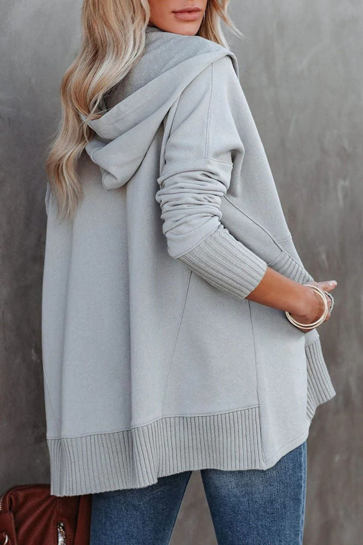 Women's Oversized Hooded Long-Sleeve Drawstring Tunic Sweatshirt