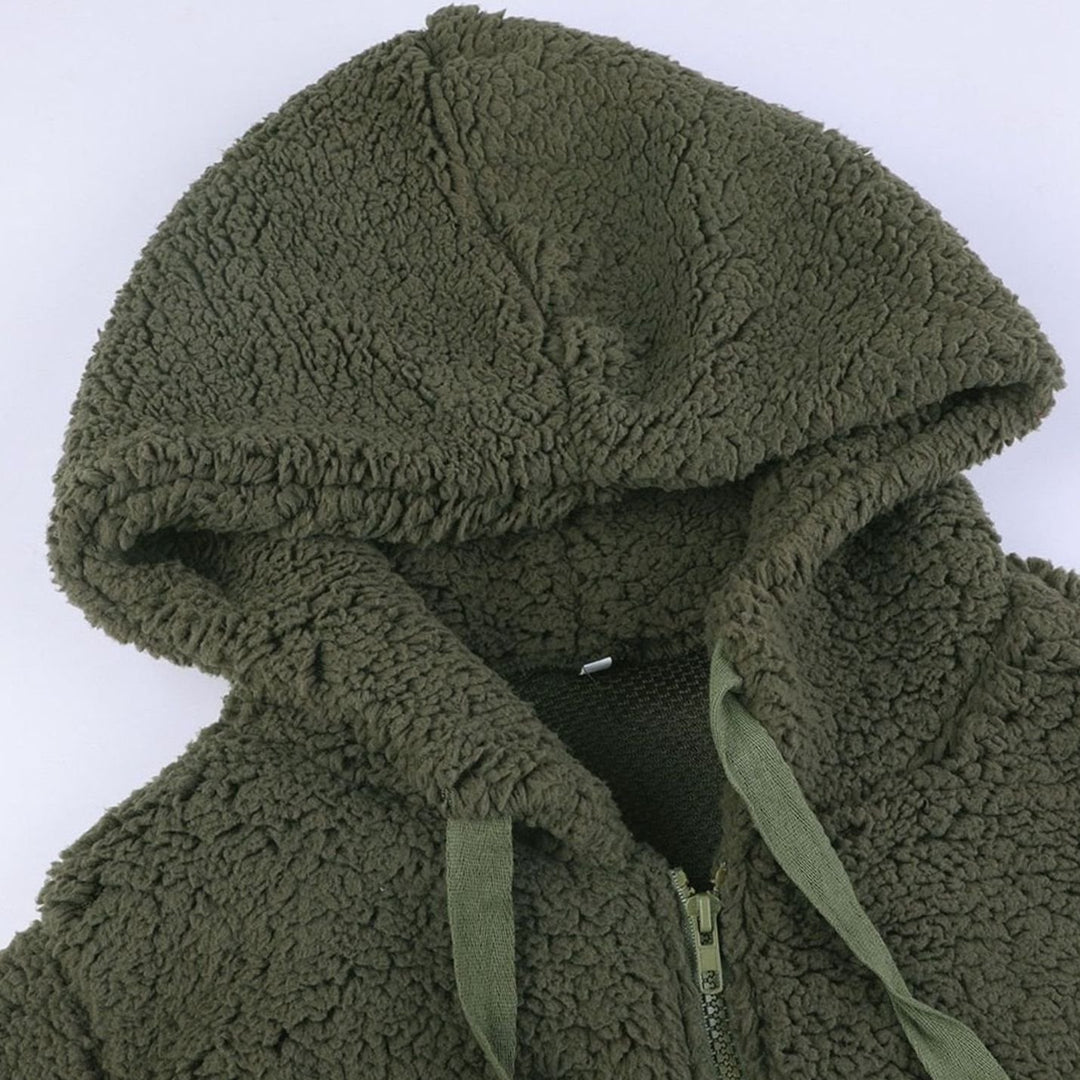 Women's Oversized Hooded Teddy Fleece Zip-Up Coat