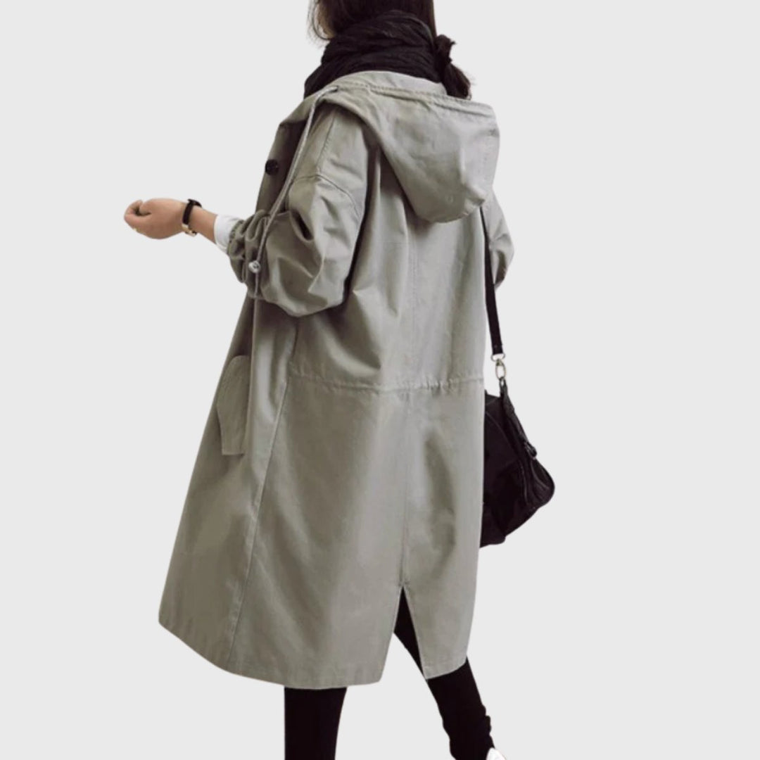 Women's Oversized Hooded Water-Repellent Long Trench Coat