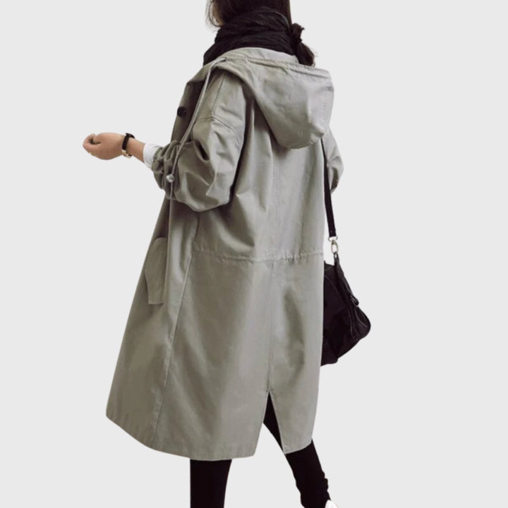Women's Oversized Hooded Water-Repellent Long Trench Coat