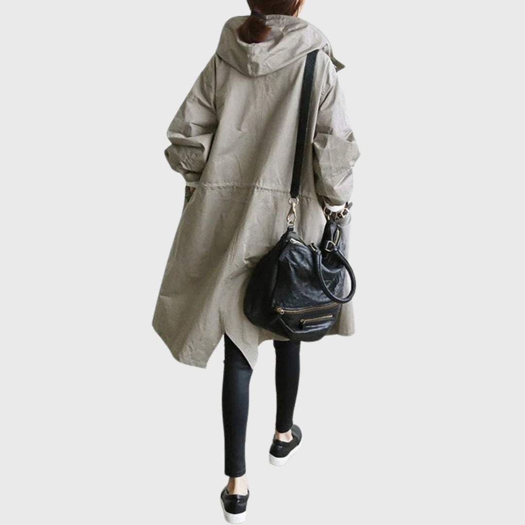 Women's Oversized Hooded Water-Repellent Long Trench Coat