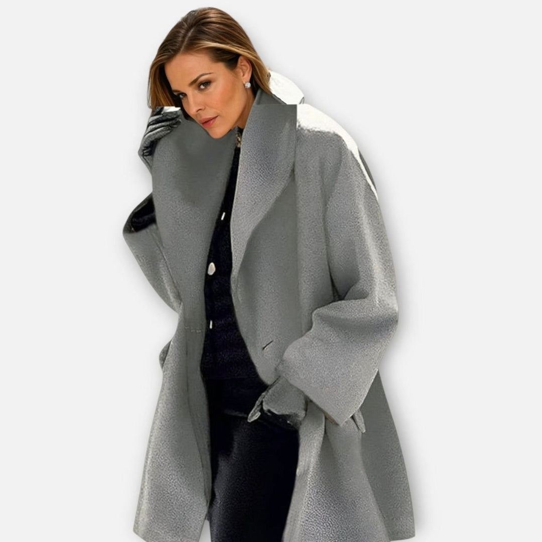 Women's Oversized Longline Wide-Collar Winter Coat - Gray