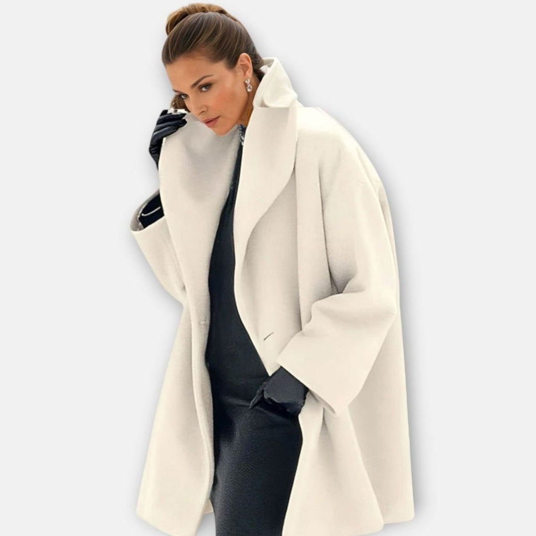 Women's Oversized Longline Wide-Collar Winter Coat - White