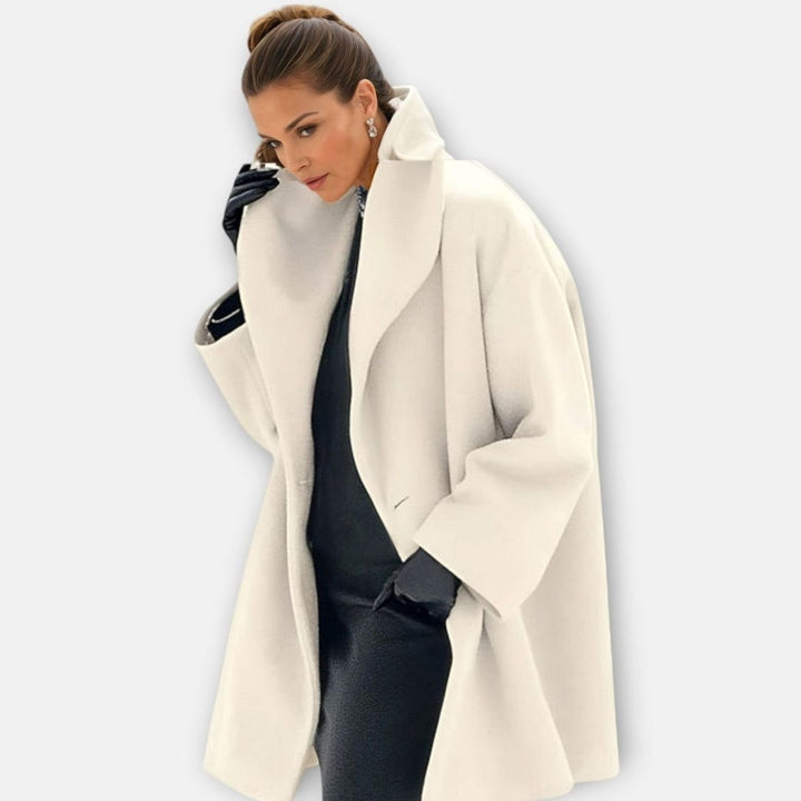 Women's Oversized Longline Wide-Collar Winter Coat - White