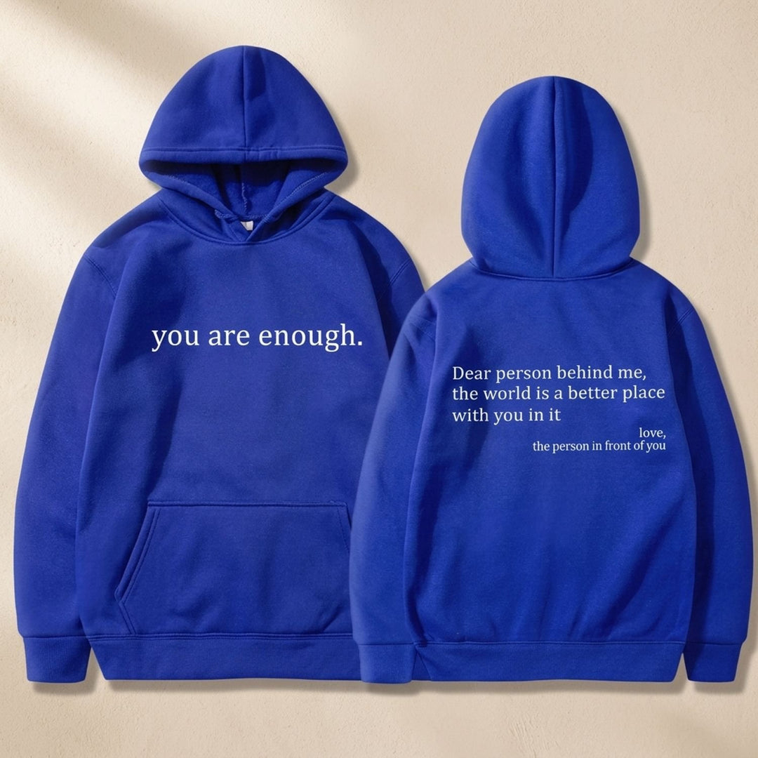 Women's Oversized Message-Print Pullover Hoodie - Blue