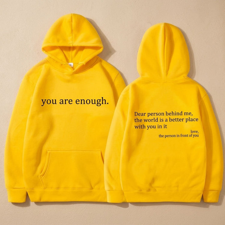 Women's Oversized Message-Print Pullover Hoodie - Yellow